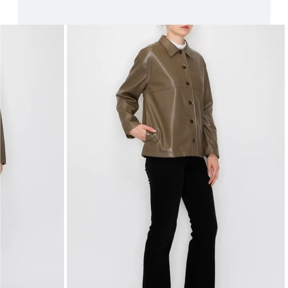 MELLODAY Faux Leather Shirt Jacket
OLIVE, Size Small NEW - Picture 2 of 3